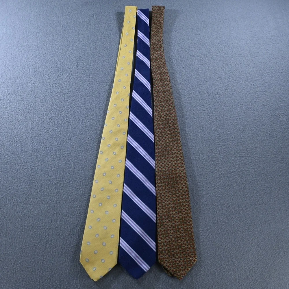Brooks Brothers Mens Makers and Merchants Silk Tie Lot 3 OS Multi Color Pattern